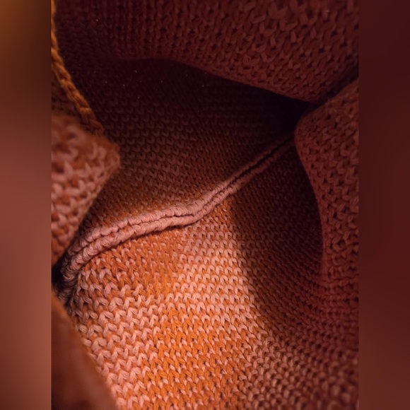 Pink and Orange Argyle Knit Women's Bag - Picture 3 of 4